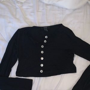 Long sleeve button up crop top